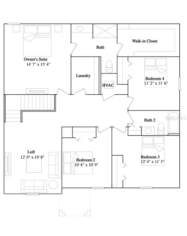 This is a floor plan for the upper level of a house with four bedrooms — 16679 NW 144TH STREET, ALACHUA, FL