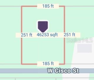 This is a map showing the rectangular dimensions and total square footage of a property — 5593 W CISCO STREET, BEVERLY HILLS, FL