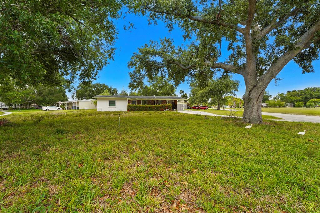 A single-story house with a covered porch sits behind a large tree on a lawn — 5320 41ST AVENUE W, BRADENTON, FL