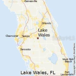This is a map of Florida showing the location of Lake Wales — 109 HIBISCUS DRIVE, INDIAN LAKE ESTATES, FL