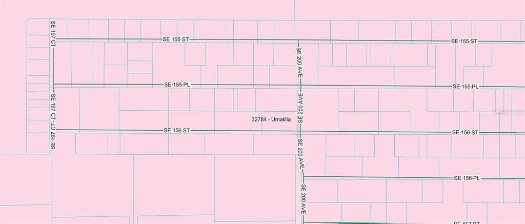 This image is a map showing property lot lines and street names in Umatilla — SE 155TH STREET, UMATILLA, FL