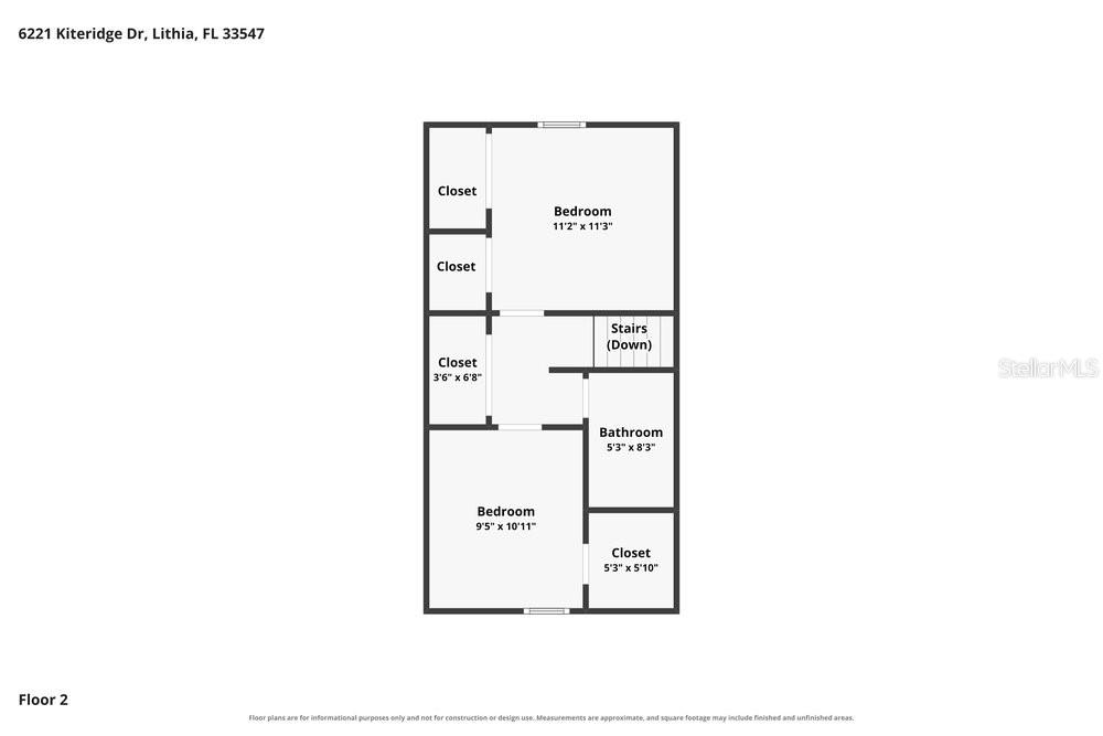 This is a floor plan for the second level of a home featuring two bedrooms — 6221 KITERIDGE DRIVE, LITHIA, FL