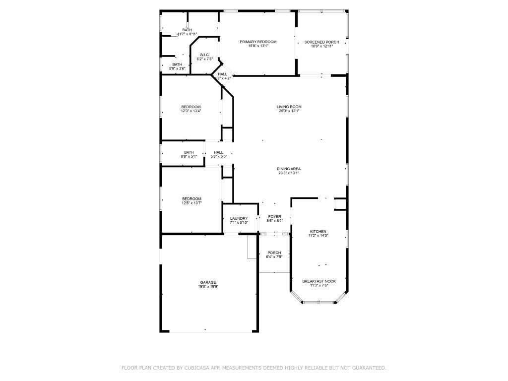 This is a floor plan for a single-story home with three bedrooms and a garage — 8340 Paladin Square, Vero Beach FL 32967, VERO BEACH, FL