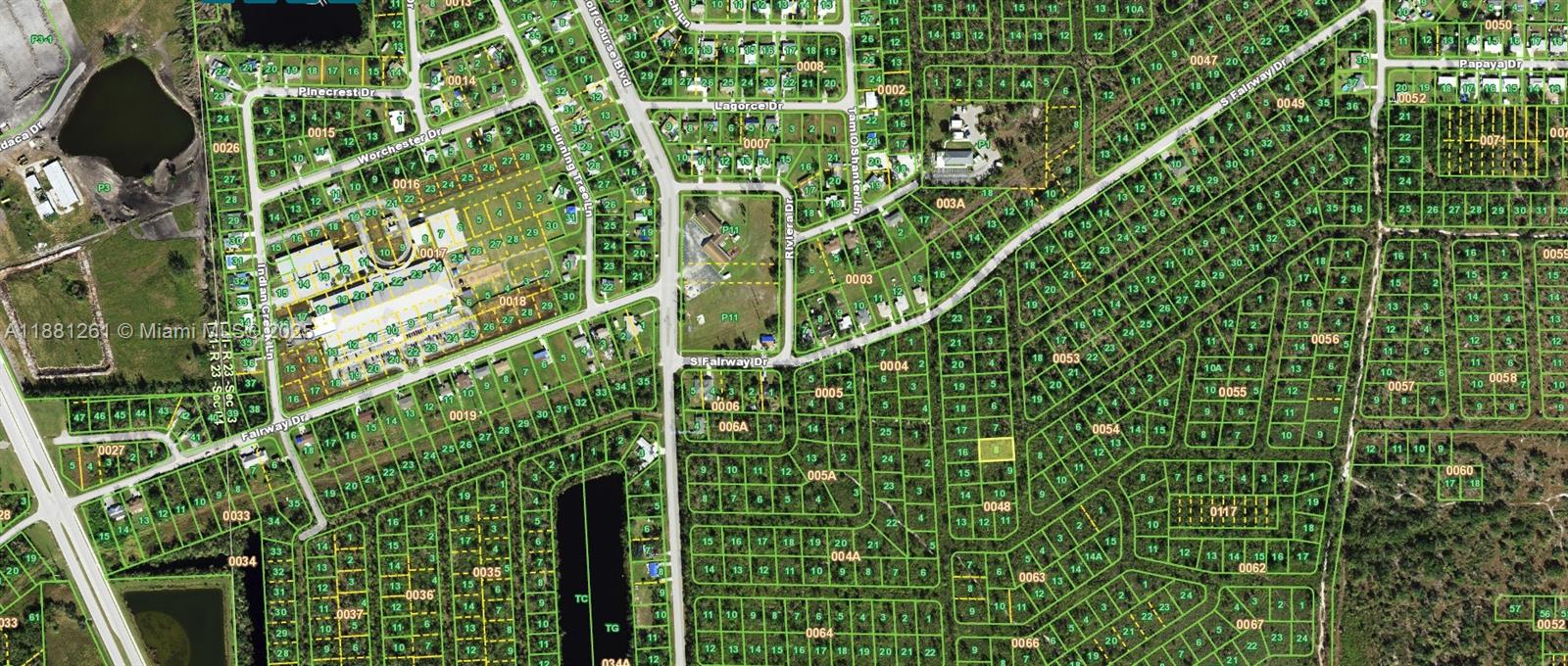This is a satellite map showing residential streets, property lots, and green spaces — 901 Yellowtail Lane, Punta Gorda FL 33982, PUNTA GORDA, FL