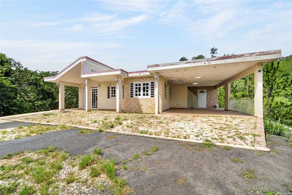 A single-story house with a stone facade, a covered carport, and a paved driveway — Carr 814 KM.HM 4.0, NARANJITO, PR