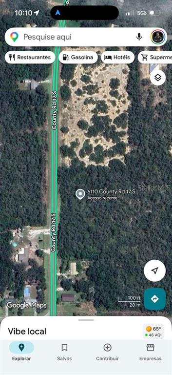 This is a satellite map view showing a wooded lot along County Road 17 S — 6110 COUNTY ROAD 17 S, SEBRING, FL