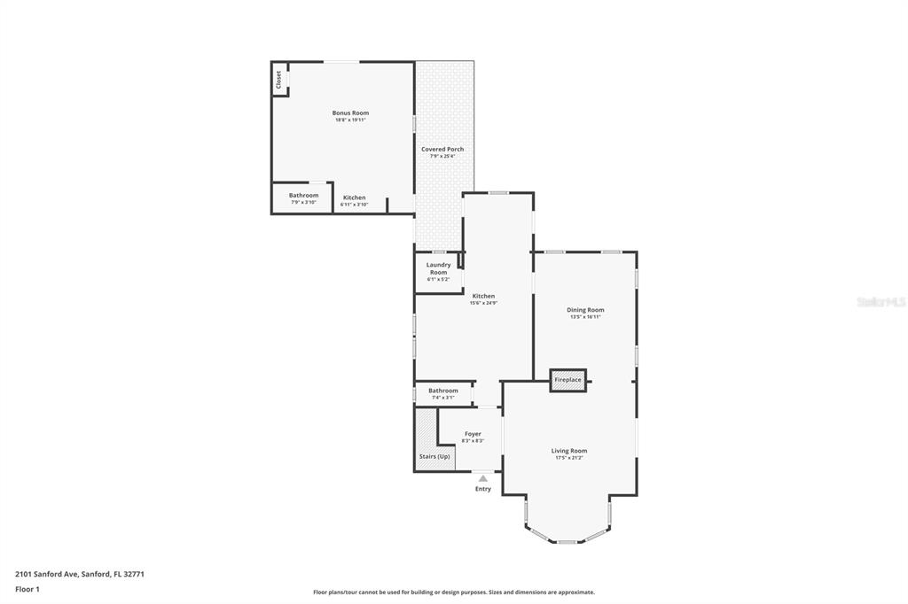 This is a floor plan for the first level of a residential property — 2101 SANFORD AVENUE, SANFORD, FL
