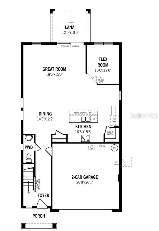 This is a floor plan for the first level of a home featuring a garage — 1734 SOARING VIDA STREET, PALMETTO, FL