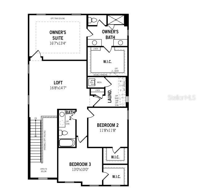 This is a floor plan for the second level of a home featuring three bedrooms — 1734 SOARING VIDA STREET, PALMETTO, FL