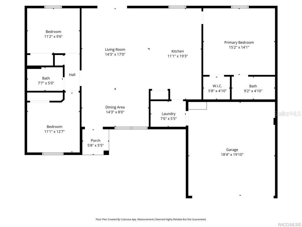 This is a floor plan of a three-bedroom, two-bathroom house with an attached garage — 3551 W BURGANDY DRIVE, CITRUS SPRINGS, FL