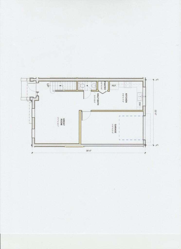 This floor plan shows a main level with a great room, kitchen, pantry, half bath, and garage — 132 W 11th Street, Riviera Beach FL 33404, RIVIERA BEACH, FL