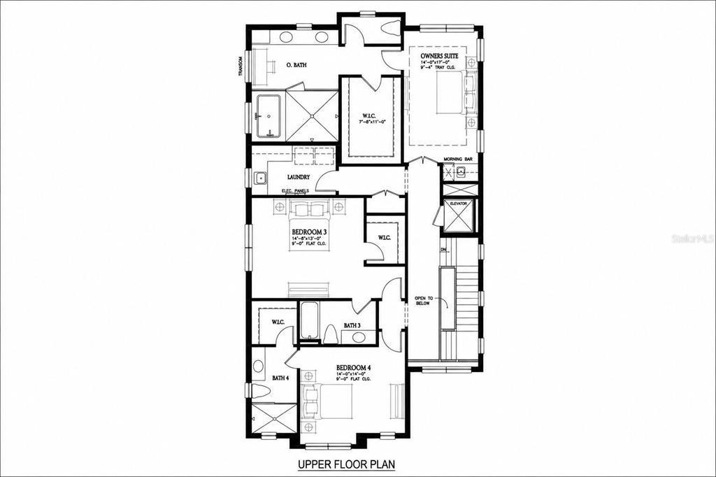 This is a floor plan for the upper level of a house featuring four bedrooms — 1759 MASSACHUSETTS AVENUE NE, ST PETERSBURG, FL