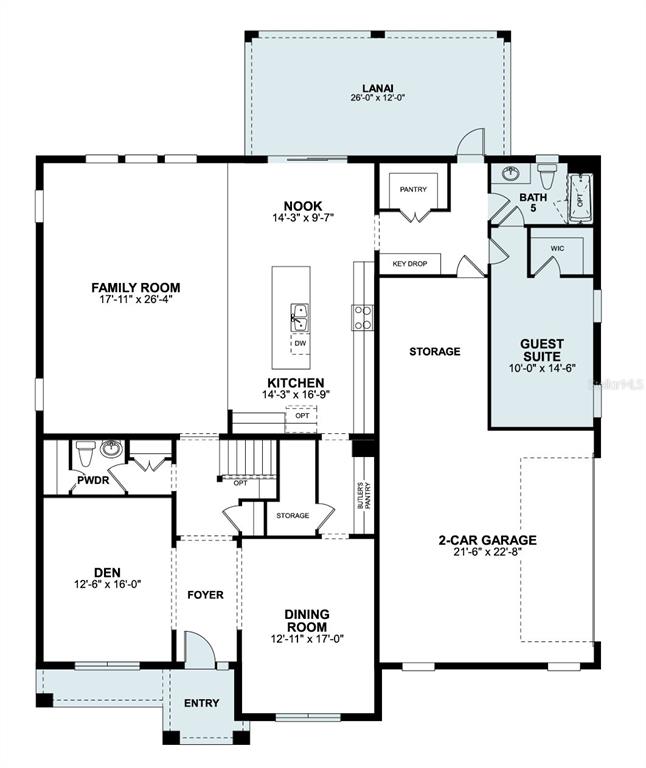 An unfinished room with concrete block walls, exposed wooden roof trusses, and a concrete floor — 2568 HAWKS OVERLOOK, OVIEDO, FL