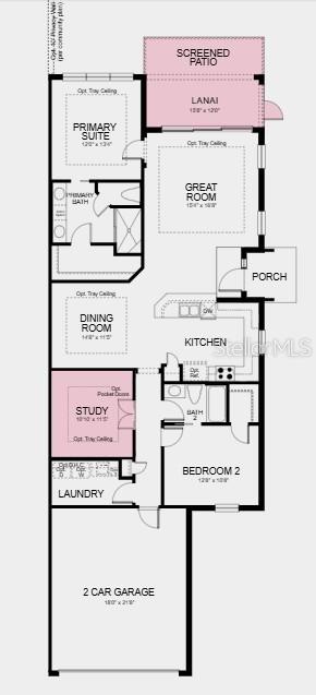 This is a floor plan for a home featuring a primary suite, two bedrooms, and a garage — 3134 TORTA COURT, BRADENTON, FL