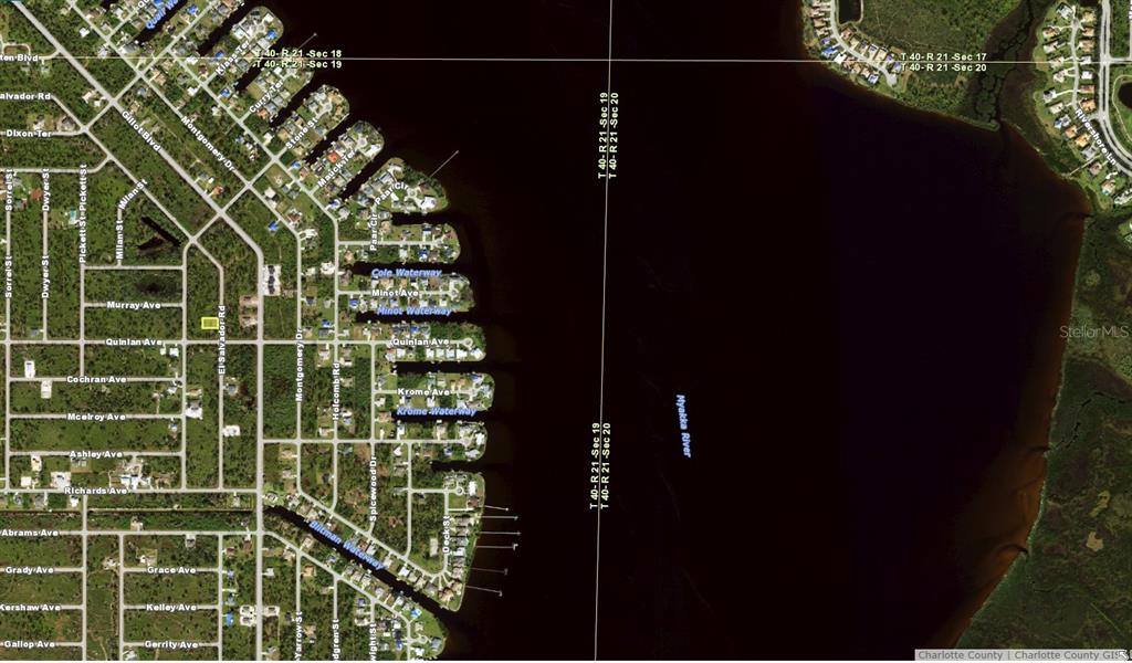 This is an aerial map showing residential streets and waterways along the Myakka River — 3359 EL SALVADOR ROAD, PORT CHARLOTTE, FL