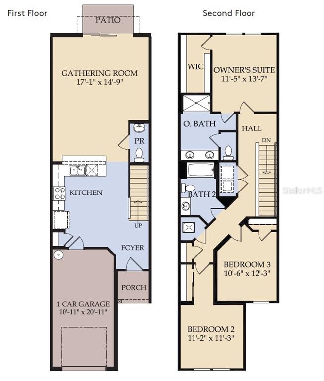 This is a floor plan showing the layout of a two-story residential home — 4335 JETTY LANE NE, PALM BAY, FL