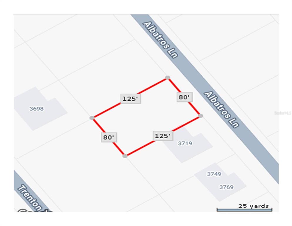 This is a map showing the dimensions of a rectangular plot of land — ALBATROS LANE, NORTH PORT, FL