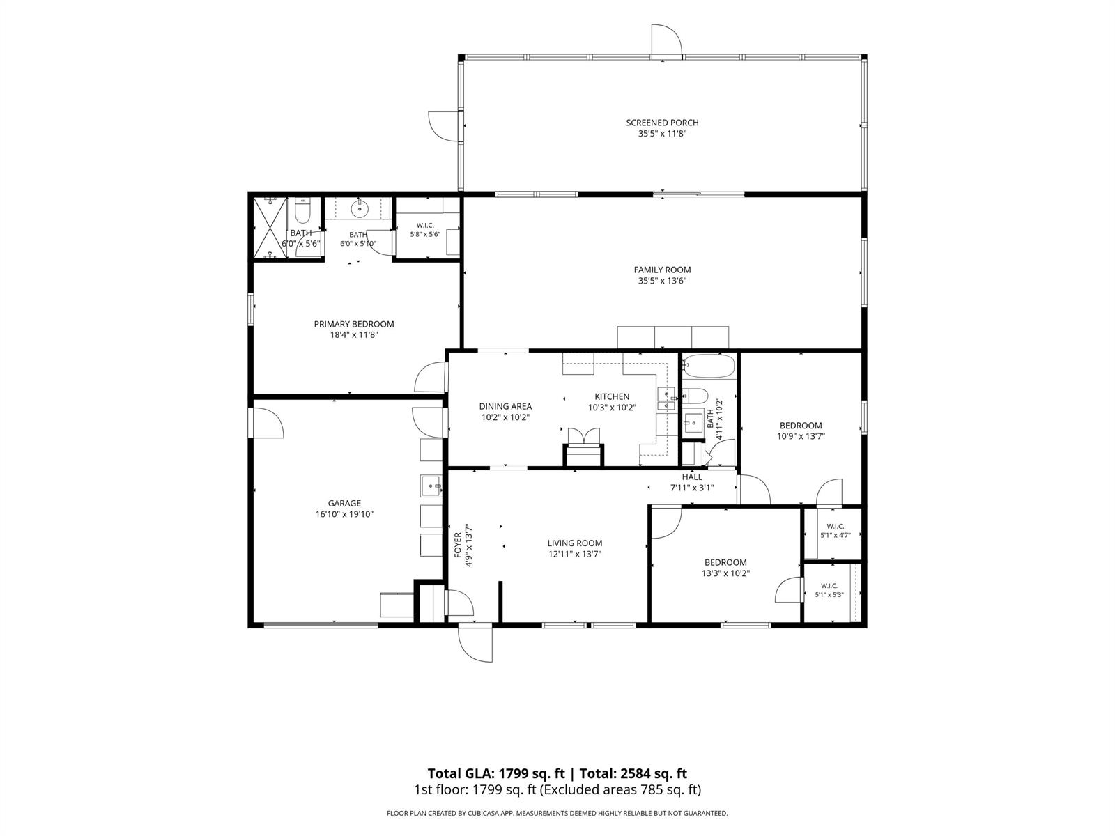 This is a floor plan for a single-story house with three bedrooms and a garage — 2309 NE 13th Court, Jensen Beach FL 34957, JENSEN BEACH, FL