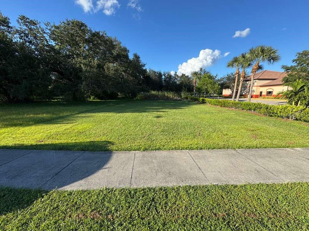A grassy vacant lot sits adjacent to a sidewalk and a commercial building with palm trees — 3627 MICHIGAN AVENUE, FORT MYERS, FL