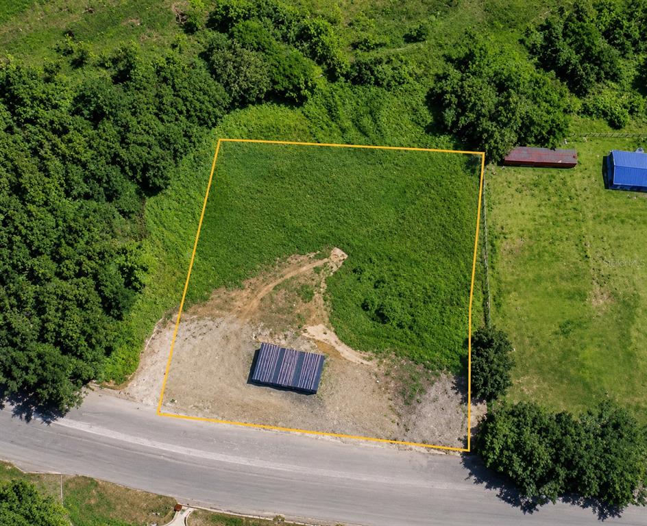 An aerial view shows a rectangular lot with a small shed beside a paved road — 971 CAMINO EL DUQUE, NAGUABO, PR