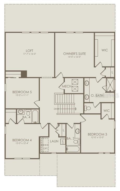 This floor plan shows the second level of a home featuring four bedrooms and a loft — 4746 HARRINGTON FIELDS DRIVE, DAVENPORT, FL