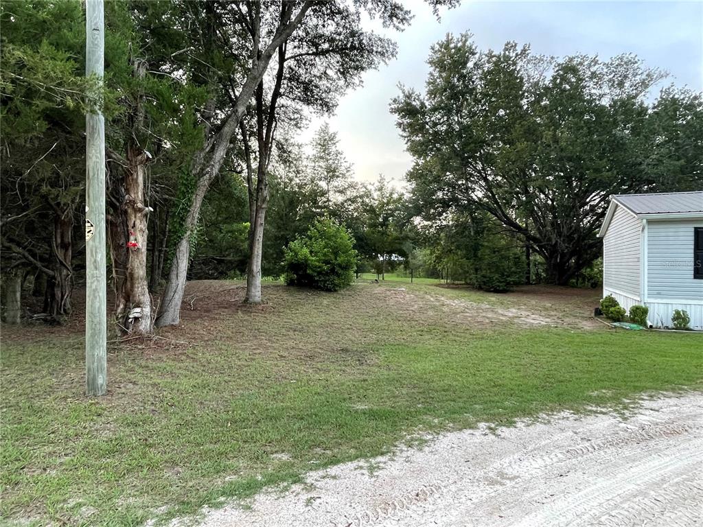 A grassy, partially wooded lot sits next to a light-colored mobile home — 8890 SE 66TH CIRCLE, TRENTON, FL