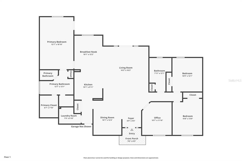 This is a floor plan showing the layout of a single-story residential home — 265 MAJESTIC GARDENS LANE, WINTER HAVEN, FL