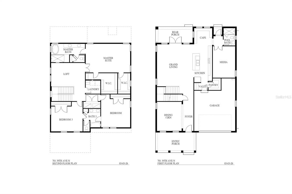 This image shows the first and second floor plans for a residential home — 701 39TH AVENUE N, ST PETERSBURG, FL