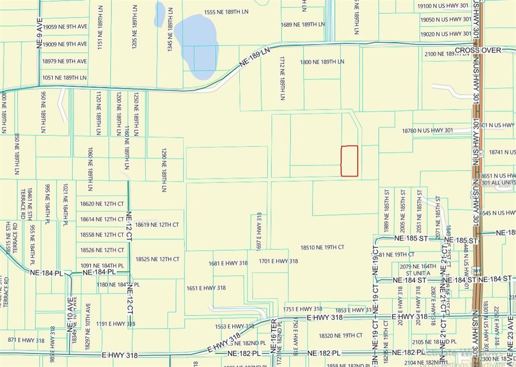 This is a map showing property boundaries and street names in a residential area — 000 NE 189TH LANE Lot 19, CITRA, FL