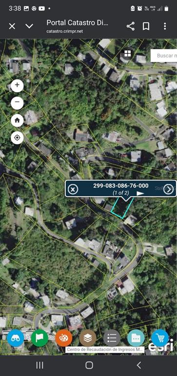 This is a map showing a highlighted land parcel with property boundaries overlaid on satellite imagery — BO. TOITA SECTOR MOGOTE, CAYEY, PR