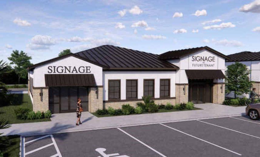 This is a digital rendering of a modern commercial building with a parking lot — 5022 OLD TAMPA HWY UNIT 08, KISSIMMEE, FL