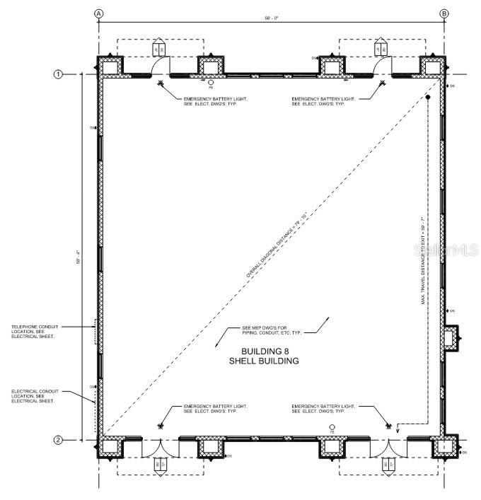 This is a floor plan for Building 8, a shell building measuring 58 feet by 69 feet — 5022 OLD TAMPA HWY UNIT 08, KISSIMMEE, FL