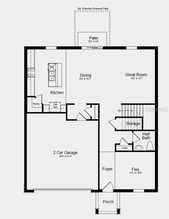 This is a floor plan for the first level of a home with a garage — 7413 FIELDSTONE DRIVE, GROVELAND, FL