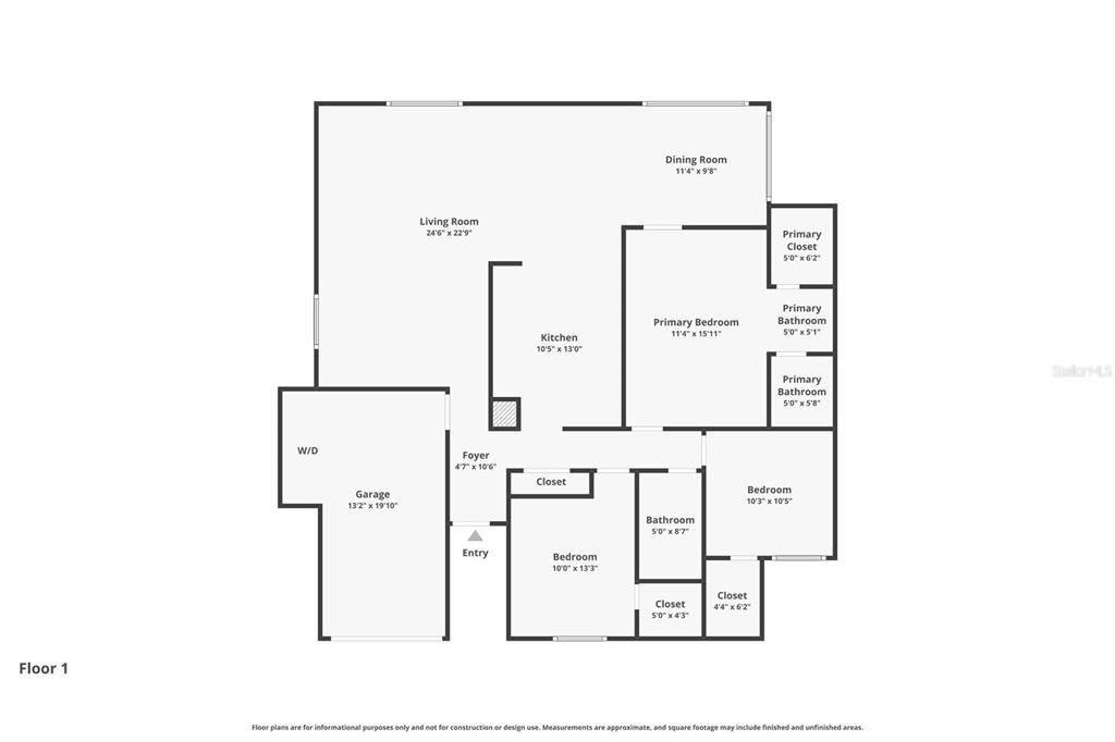 This is a floor plan for a single-story home with three bedrooms and a garage — 3419 ANNETTE COURT, CLEARWATER, FL