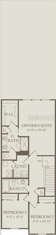 This floor plan shows the upper level of a home with three bedrooms and two bathrooms — 4600 ORCHARD VIEW ALLEY, CLERMONT, FL