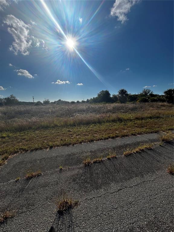 A sunny, grassy vacant lot sits adjacent to an asphalt road under a clear sky — 216 LEINSTER PLACE, LABELLE, FL