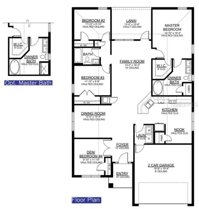 This is a floor plan for a single-story home featuring four bedrooms and a garage — 2396 NW 23RD AVENUE, OCALA, FL