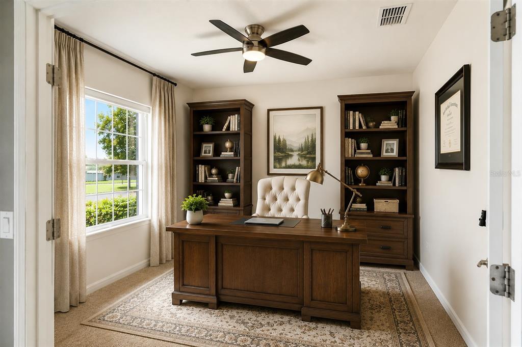 A screened-in swimming pool with a patio area and a vinyl fence in the backyard — 12604 HAMMOCK POINTE CIRCLE, CLERMONT, FL