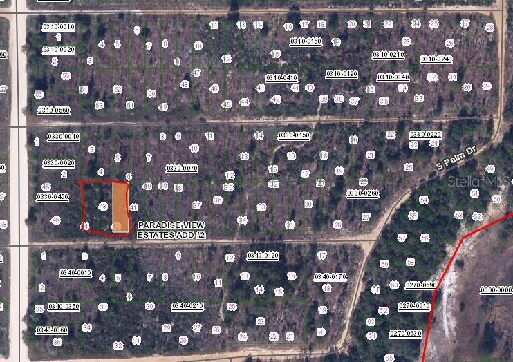 This is a satellite map showing a highlighted parcel of land in a residential subdivision — 00 BANVON STREET, INTERLACHEN, FL
