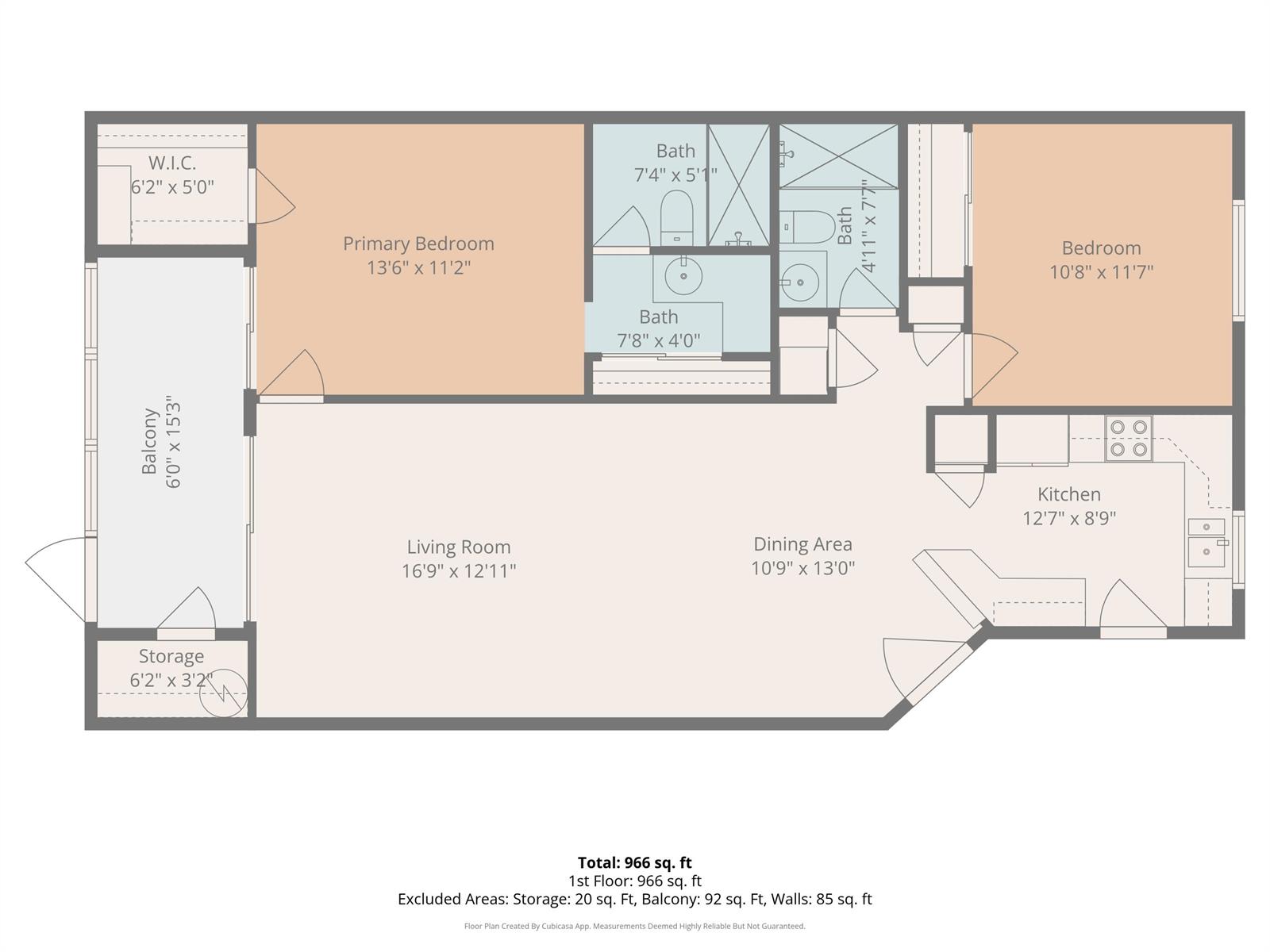 This is a floor plan for a two-bedroom apartment with two bathrooms and a balcony — 5540 N Ocean Boulevard # 110, Ocean Ridge FL 33435, OCEAN RIDGE, FL