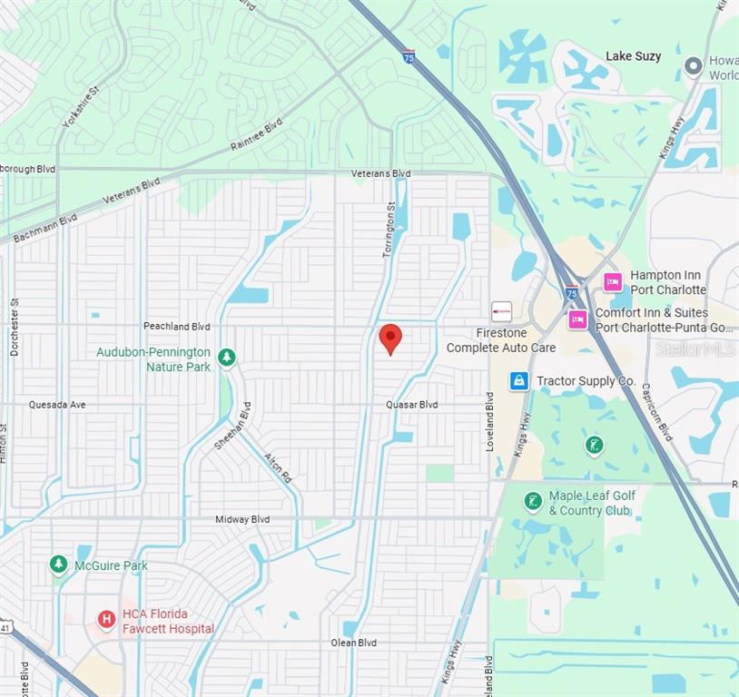 This is a map showing the location of a property in Port Charlotte, Florida — 23193 ALASKA AVENUE, PORT CHARLOTTE, FL