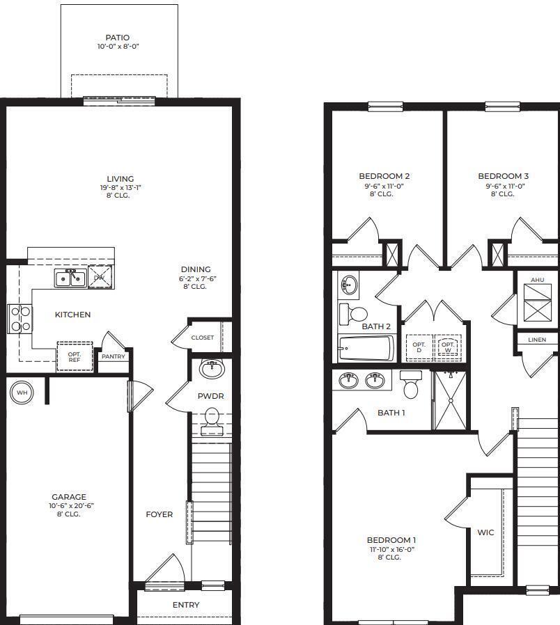 This is a two-story residential floor plan showing a garage, living area, and three bedrooms — 8132 Cobblestone Drive, Fort Pierce FL 34945, FORT PIERCE, FL
