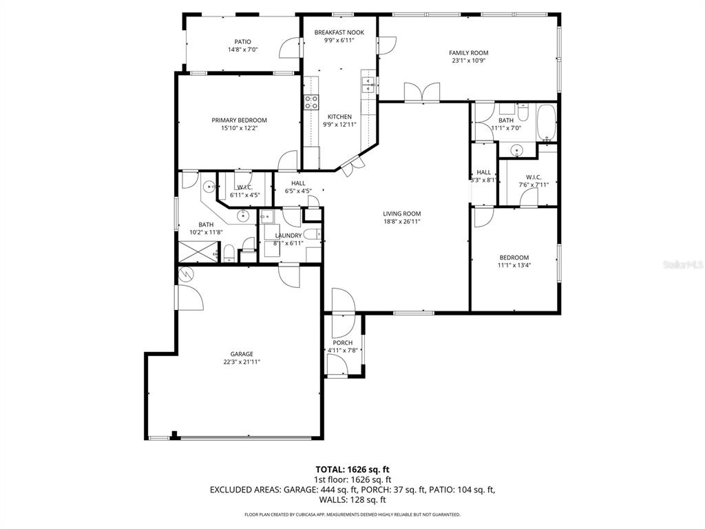 This is a floor plan for a single-story house with two bedrooms and a garage — 5250 LITTLE GREEN LANE, DADE CITY, FL