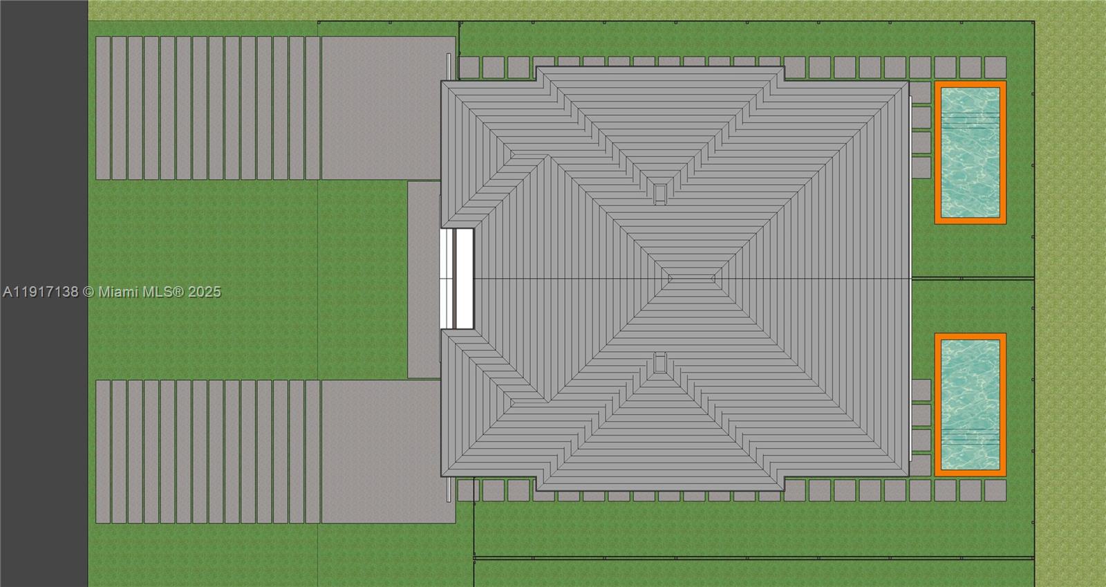 This is a site plan rendering showing two houses with pools and driveways — 6301 SW 27th St, Miami FL 33155, MIAMI, FL