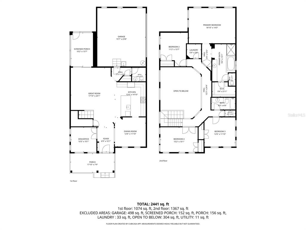 This is a two-story floor plan showing the layout of a residential home — 3554 PICKERELL PLACE, NEW PORT RICHEY, FL