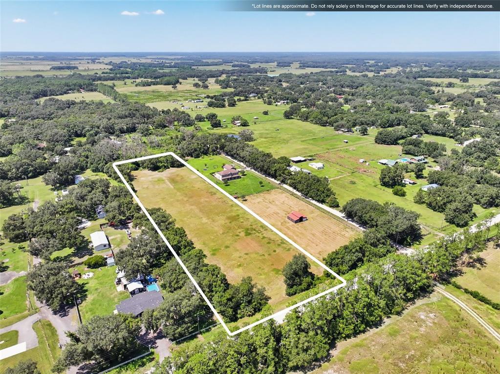 A large, flat, grassy field bordered by a line of mature trees under a blue sky — BELLAMY BROTHERS BOULEVARD, DADE CITY, FL