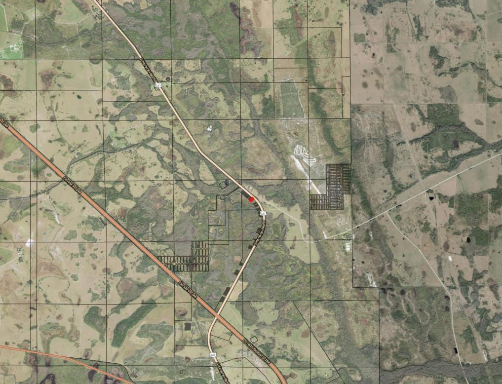 This is an aerial map showing rural land parcels, roads, and the Florida Turnpike — 0 Kenansville, Okeechobee FL 34739, OKEECHOBEE, FL