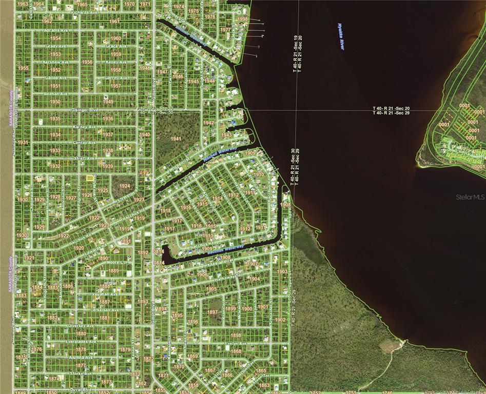 This is a map showing a residential neighborhood grid along the Myakka River — 12149 BENHAM AVENUE, PORT CHARLOTTE, FL