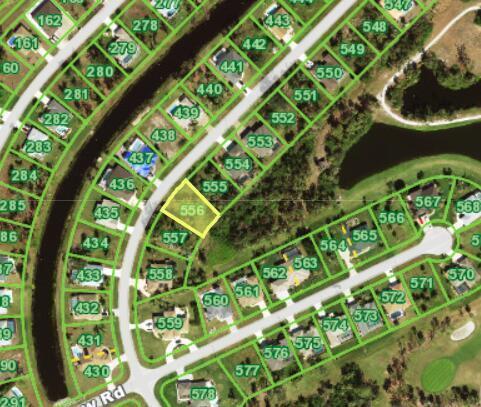 This is a satellite map view showing a highlighted vacant residential lot in a neighborhood — 120 Marker Road, FL 33947, FL