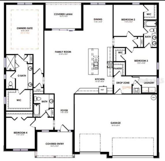 This is a floor plan for a single-story house featuring four bedrooms and a garage — 10121 SW 45TH AVENUE, OCALA, FL